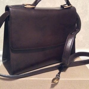 Dana Buckman shoulder purse deep brown leather